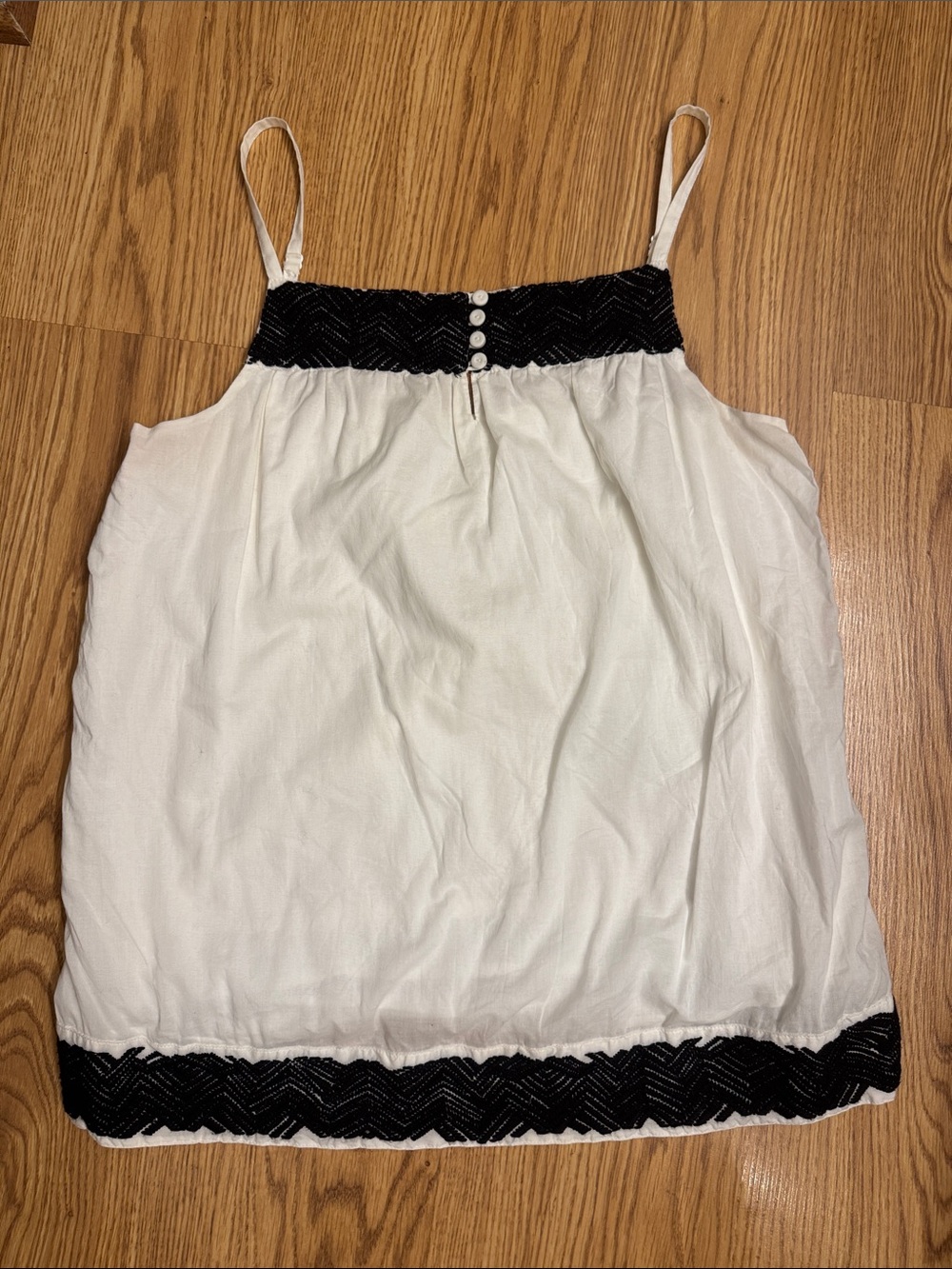 Gap White Cotton Spaghetti Strap Top with Black Trim size M